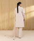 Unstitched Women's Off White Cotton 3 Piece Suit